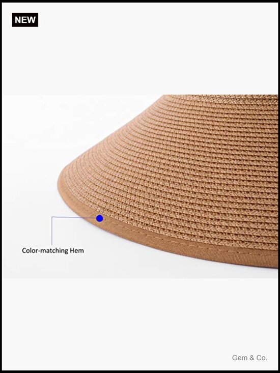 Foldable Straw Sun Hat Wide Brim Visor Adjustable Beach Packable Floppy Cap